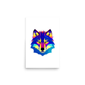 Colorful Galactic Wolf Art Poster