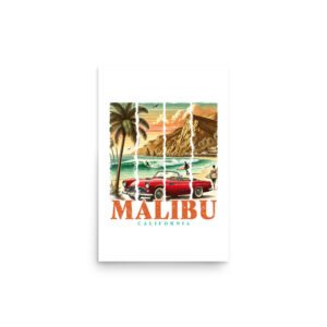 Malibu California Vintage Beach Poster