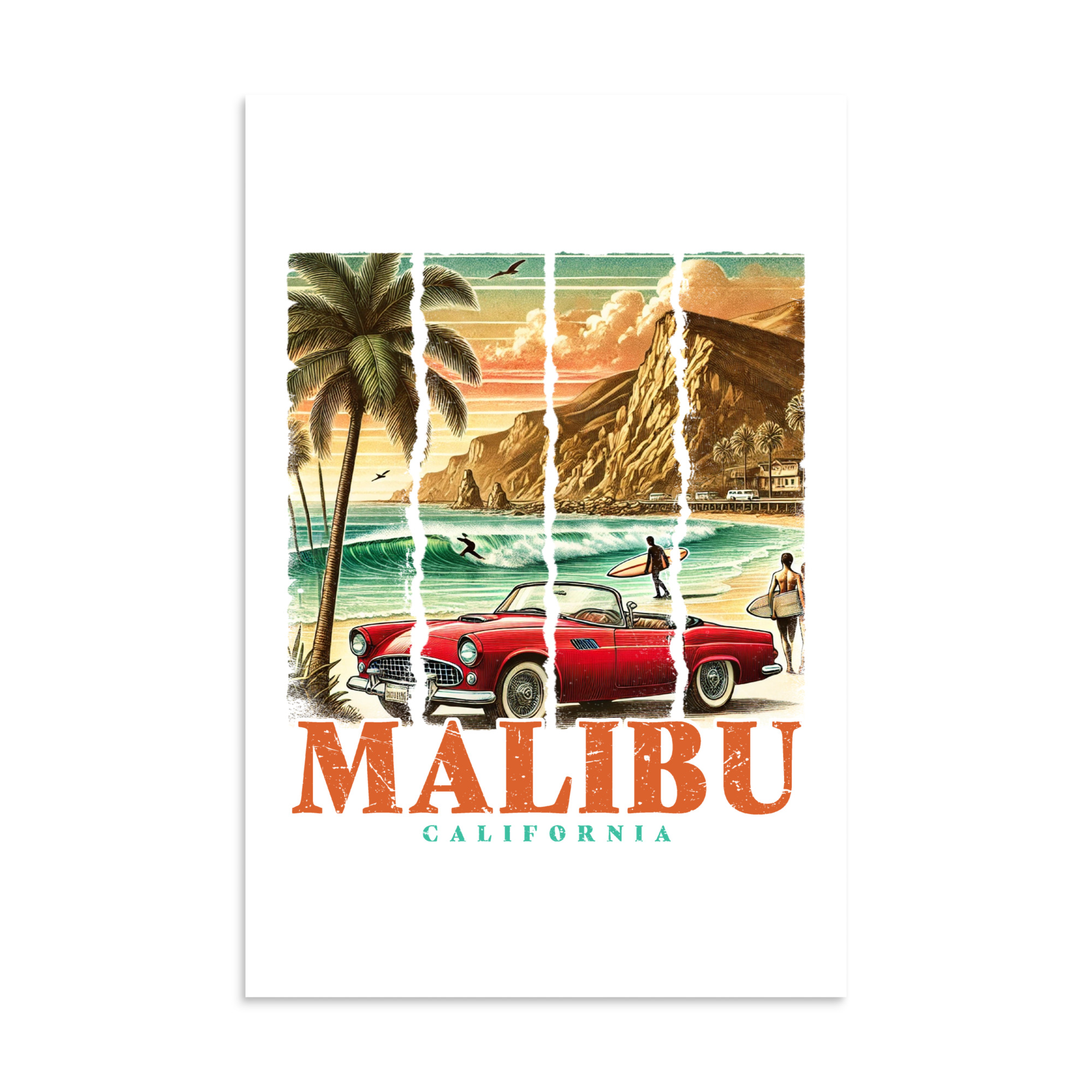 Malibu California Vintage Beach Poster - Image 2