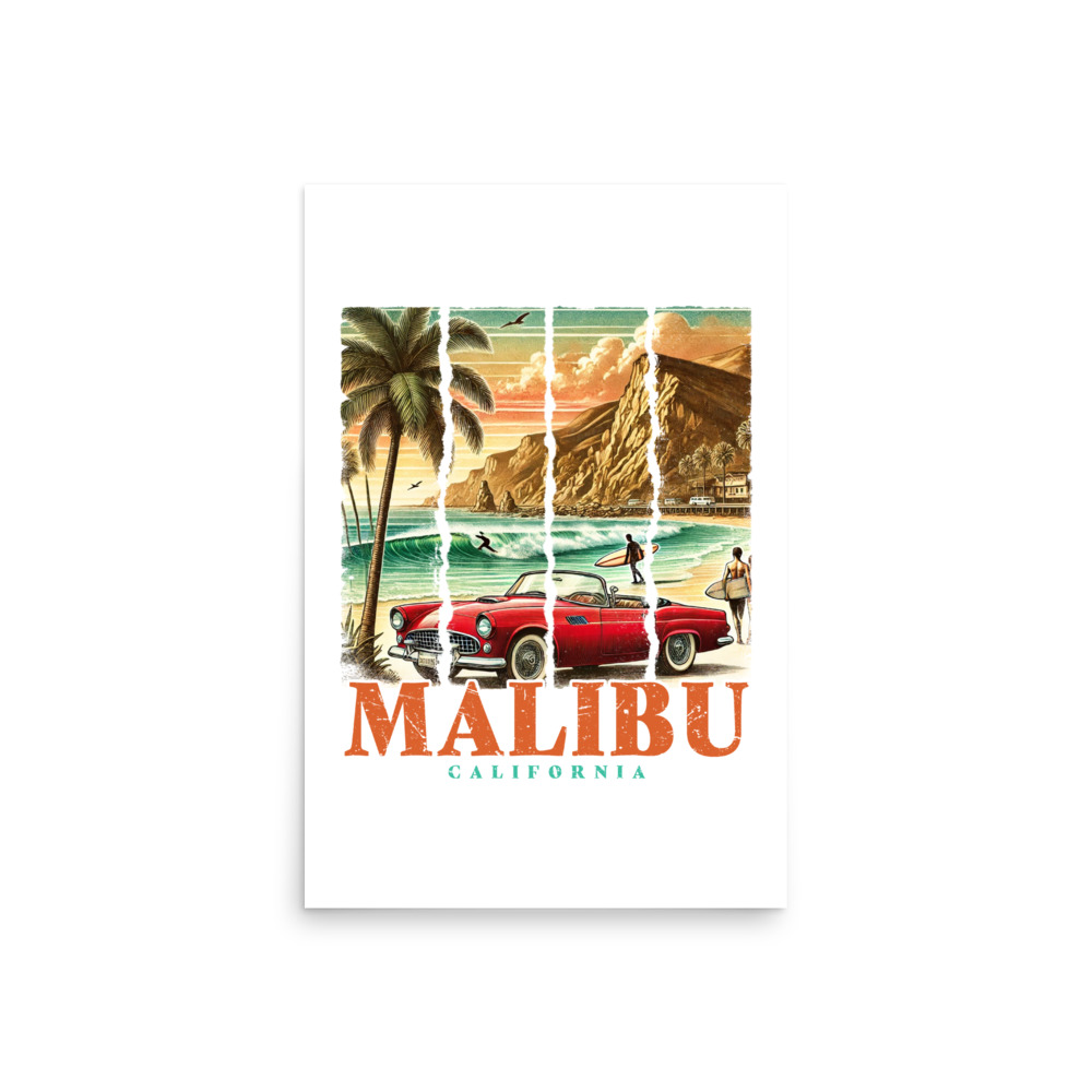 Malibu California Vintage Beach Poster - Image 3
