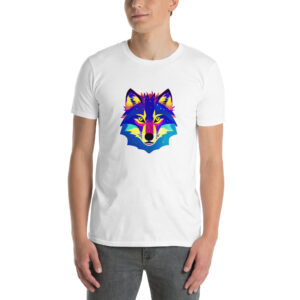 Colorful Galaxy Wolf Face T-Shirt