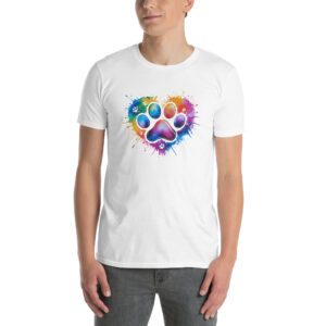 Rainbow Dog Paw Heart T-Shirt