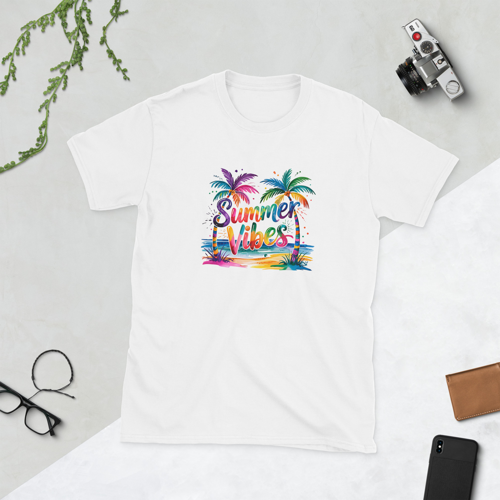 Summer Vibes Rainbow Palm Trees T-Shirt