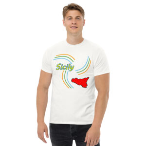 Sicily Trinacria T-shirt with “Sicily” text