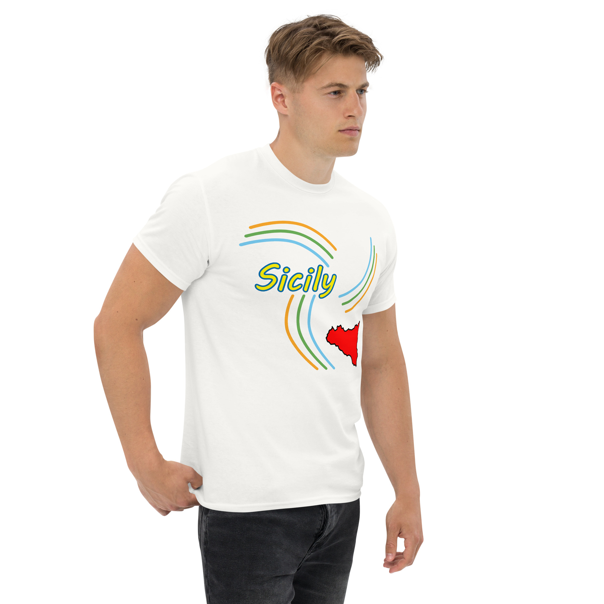 Sicily Trinacria T-shirt with “Sicily” text - Image 7