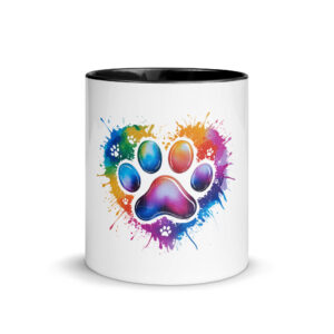Rainbow Dog Paw Heart Mug